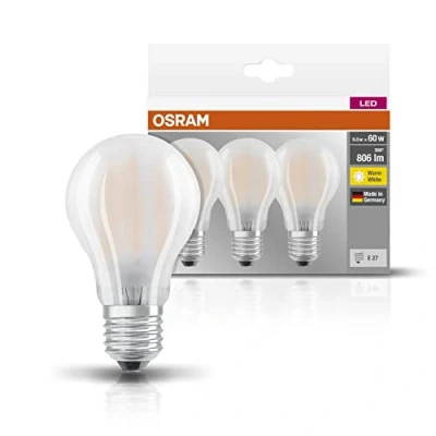 Immagine di OSRAM 4058075090620 LED (monocolore) ERP E (A G) E27 Forma di bulbo 6.5 W = 60 Bianco caldo (Ø x L) mm 108 Filamento 5 pz.