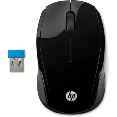 Immagine di HP 200 Mouse Wireless, Tecnologia LED Rosso, Laser fino a 1000 DPI, 3 Pulsanti, Rotella Scorrimento, Ricevitore USB Wireless 2.4 GHz Incluso, Design Pratico e Confortevole, Ambidestro, Nero