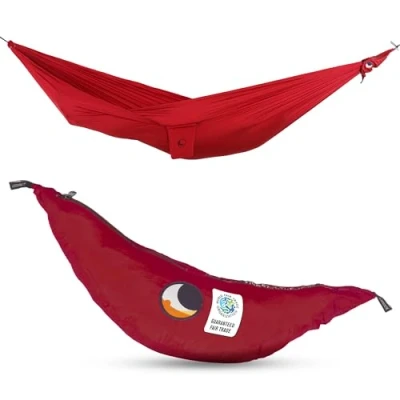Immagine di Ticket to the Moon Amaca Originale, commercio Equo &amp; Fatta a mano, leggera BORGOGNA per viaggi, campeggio e uso quotidiano, 3.2 * 1.55m, solo 480g, nylon paracadute in seta, Si monta &lt; 1 min.