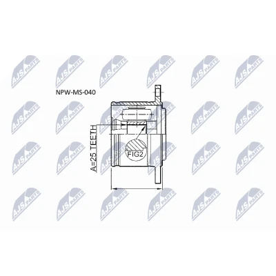 Immagine di NTY NPW MS 040 Kit Giunto Omocinetico Assale anteriore Dx, sul lato del cambio MITSUBISHI: PAJERO 2, 1, L200 II Pick up