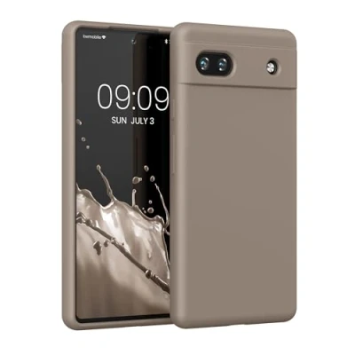 Immagine di kwmobile Cover per Google Pixel 6a Custodia Back Case Smartphone in Silicone TPU Protezione Gommata marrone grigio