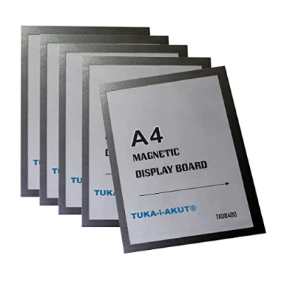 Immagine di TUKA i AKUT 5x A4 Cornice Magnetica Autoadesiva per Espositore, Display su Superfici Lisce e Solide, Incernierata, Cambio Rapido, Confezione da 5, Nero TKD8400