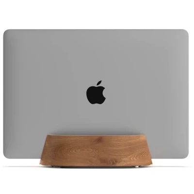 Immagine di HumanCentric supporto verticale per computer portatile, regolabile e Dock, portatile MacBook Pro altri da 0,5&quot; a 1,5&quot;, scrivania in legno di noce nero