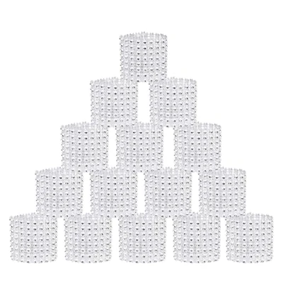 Immagine di SwirlColor Portatovaglioli da Tavola, Set di 20 Bling Anelli con Strass Argento Natale
