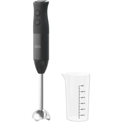 Immagine di AEG HB4 1 4GG Frullatore a mano, potenza 600 W, 2 velocità, funzione turbo, con bicchiere da 0,6 L misuratore, adatto per lavastoviglie, senza BPA, nero