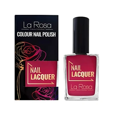 Immagine di LaRosa Smalto per unghie Colore energetico con copertura adeguata Formula durevole Buona consistenza Facile applicazione pennello ben sagomato Lampone 15 ml