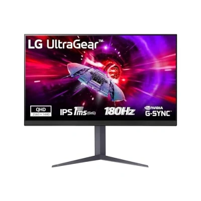Immagine di LG 32GS75Q UltraGear Gaming Monitor 32&quot; QHD IPS HDR 10, 2560x1440, 1ms, G Sync Compatible, AMD FreeSync Premium 180Hz, HDMI 2.0 (HDCP 2.2), Display Port 1.4, AUX, Flicker Safe, Nero
