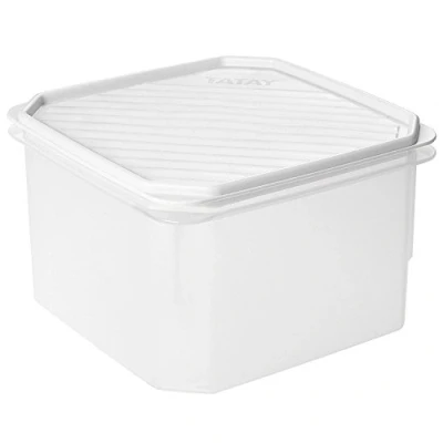 Immagine di TATAY Contenitore per Alimenti, Ermetico, capacità 2.9L, Coperchio a Scatto Flessibile, Senza BPA, Adatto al microonde e alla lavastoviglie, Bianco. Dimensione: 18,5 x 12,2 cm