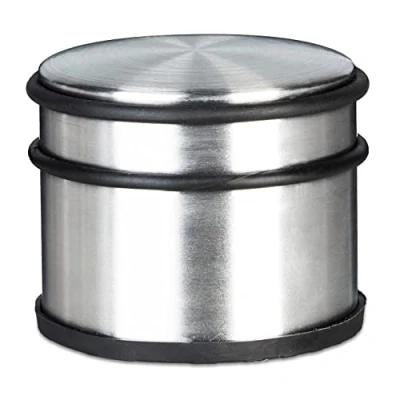 Immagine di Relaxdays Fermaporta, Blocca Porta, Alto, in Acciaio Inox, 1,1kg, Grande, Anelli AntiGraffio, Antiscivolo, Argentato, Inossidabile, Argento, 9.2x9.2x7.5 cm