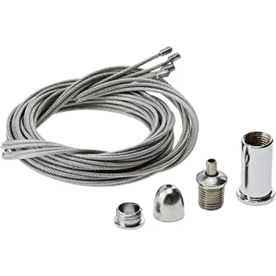 Immagine di Jandei Kit Sospensione Universale, 4 Cavi in ​​Acciaio da 1 Metro, con Accessori Inclusi (Viti, Tasselli, Rondelle), per Installazione di Pannelli LED e Altri Prodotti a Soffitto