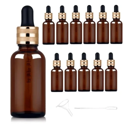 Immagine di StarryTiger 12pcs 30ml Bottiglie Contagocce Vetro, Flaconi in Vetro Ambrato con Pipette per Laboratorio, Olio Essenziale, Aromaterapia