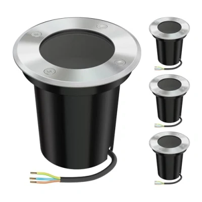 Immagine di ledscom.de 4 pz. luce da incasso a terra BOLI per esterni, IP67, acciaio inox, rotonda, 108mm Ø, 1x GU10 max. 15W