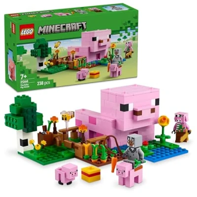 Immagine di LEGO Minecraft La Casa del Maialino, Gioco di Ruolo per Bambini e Bambine da 7 Anni in su con Personaggi, Animali Giocattolo Fattoria Costruire, Idea Regalo Didattica dal Videogioco 21268