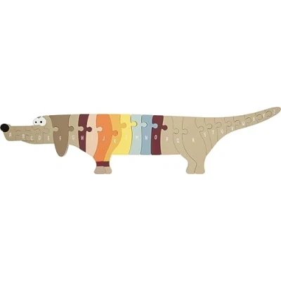 Immagine di Small Foot ABC Cane in legno, con 26 pezzi di puzzle per imparare l&#039;alfabeto, bambini dai 3 anni, 12413, Multicolore