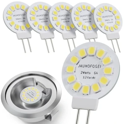 Immagine di JAUHOFOGEI Lampadina LED Bispina G4 2W 12 volt ac/dc Luce Fredda Faretto per Cappa Cucina 12V 20W Mini Lampadine Attacco Piatta 2 Watt Faretti Incasso 6 Pezzi