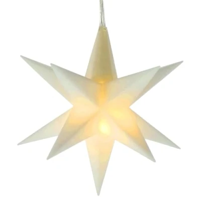 Immagine di Spetebo Stella di Natale a LED 3D, luce bianca calda, 12 cm, con timer, colore bianco, per interni ed esterni, l&#039;avvento e l&#039;inverno, esterni
