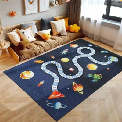 Immagine di SIMPEX Tappeti per bambini, Progettazione dello spazio esterno, Tappeto blu intenso, 100 x 150 cm, camera dei bambini