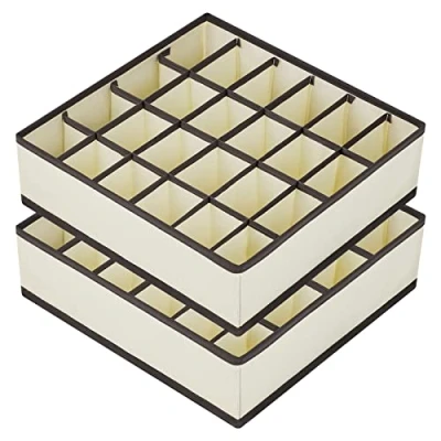 Immagine di joyoldelf Organizer Cassetti, 2 pezzi Divisori per 24 Scompartimenti Armadio Biancheria Intima Calze, fazzoletti e Cravatte (Bianco)