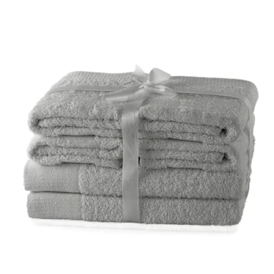 Immagine di AmeliaHome, set di asciugamani in acciaio, 4 50 x 100 cm e 2 teli doccia 70 140 cm, 100% cotone, assorbente, argento, grigio, Amari