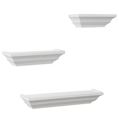 Immagine di WOLTU Set di 3 Mensole da Muro Scaffale a Parete Libreria in MDF Stile Barocco Diametri Diversi Bianco Opaco RG9295ws