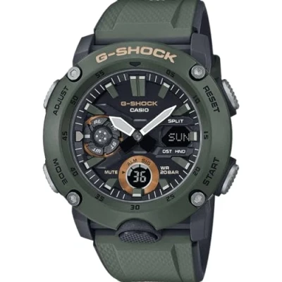 Immagine di Casio Orologio Quarzo Uomo, misura cassa 49.00mm con quadrante Nero Analogico e Digitale cinturino Khaki in Rubber Strap GA 2000 3AER