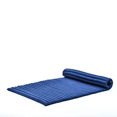 Immagine di LEEWADEE Materassino Singolo da Pavimento Pieghevole, Materasso Giapponese Arrotolabile, Letto per Ospiti O Campeggio, Futon Shiatsu in Kapok, 190 x 100 cm, Blu