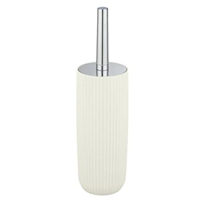 Immagine di WENKO Set da Bagno Agropoli Crema, portaspazzolone Chiuso in plastica di qualità, modellatura e Superficie Strutturata, Senza Bisfenolo A, scopino igienico, Ø 10 x 36,5 cm