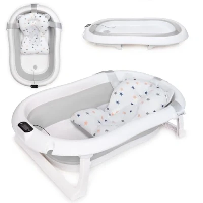 Immagine di moovkee. Vasca Neonato Bagnetto Fino a 3kg Pieghevole da Bagno Bambini 3 anni con un Comodo Cuscino Stabilizzante Piacevole Senza Problemi