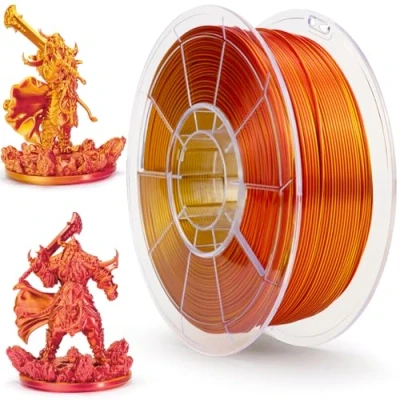 Immagine di ZIRO PLA Filamento di seta Coestrusione a Doppio Colore 1.75mm per Stampante 3D e Penna 3D, Arcobaleno Multicolore, 1kg (2.2 libbre), Rosso oro