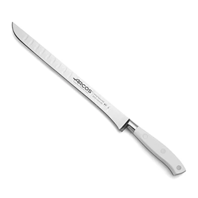 Immagine di Arcos Serie Riviera Blanc, Coltello Prosciutto, Acciaio Inossidabile Forgiato NITRUM 250 mm, Manico Polioxymetilene (POM), Colore Bianco
