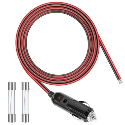 Immagine di GUNGY Spinotto Accendisigari Auto 12V Presa Cavo Prolunga 2M 14AWG Spina Maschio con Fusibile 15 A per SUV Camper