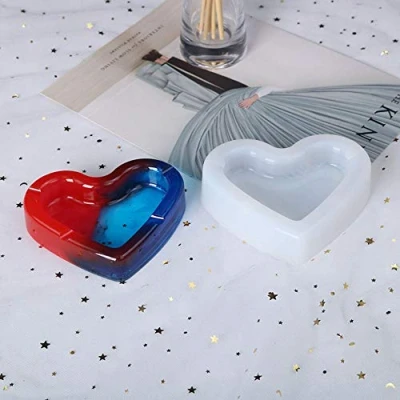 Immagine di POFET Posacenere a forma di cuore, 10 cm, in resina fai da te per gioielli epossidica, stampo trasparente