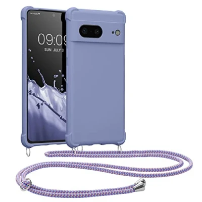 Immagine di kwmobile Custodia Compatibile con Google Pixel 7 Cover Back Case in Silicone TPU Protezione Smartphone Cordino lavanda