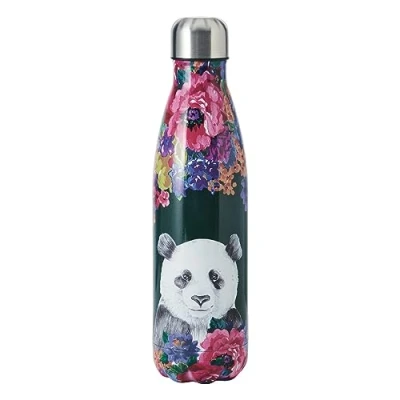 Immagine di Mikasa Wild at Heart, borraccia da 500 ml, bottiglia con isolamento sottovuoto riutilizzabile in acciaio inox coperchio a vite per il pendolarismo, la scuola o palestra, stampa panda