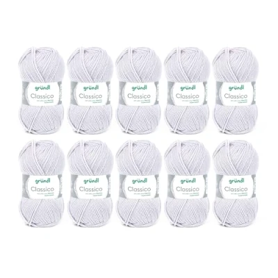 Immagine di lana Gründl Classico (certificato OEKO TEX, realizzato al 50% in pura vergine (merino superwash) e 50 % poliacrilico, g/120 m, ferri: 3,5 4,5, 10 gomitoli da g), Grigio Chiaro