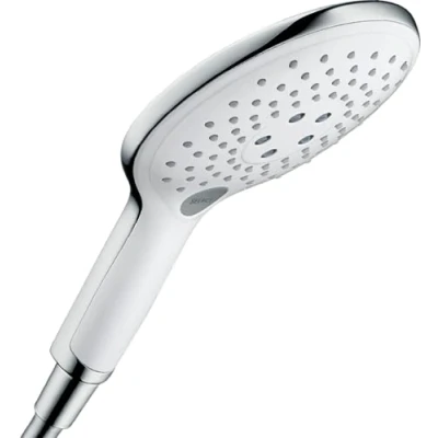 Immagine di hansgrohe Raindance Select S Doccetta per doccia a risparmio idrico 9 l/min (EcoSmart), Doccino con 3 getti, Soffione rotondo (⌀ 150 mm) funzione anticalcare, bianco/cromo, 28588400