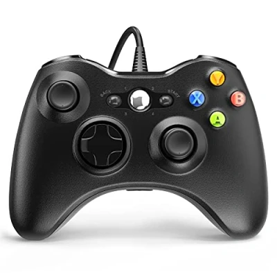Immagine di controller cablato per Microsoft Xbox 360, di gioco con doppia vibrazione turbo, 360 Slim e computer PC Windows 7,8,10
