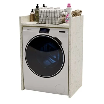 Immagine di MRBLS mobile per lavatrice e asciugatrice, il bagno o la lavanderia, in diversi colori, 66 x 97 62 cm (marmo bianco)