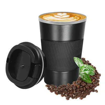 Immagine di KUIRUNRX Tazza Caffe Termica 380ML, Termos Caffè, da Viaggio, Inossidabile Riutilizzabili Prova di Perdite, Caldo e Freddo, Latte Tè, Si Mantiene Fino a 6 Ore