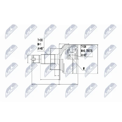 Immagine di NTY NPZ HD 061 Kit Giunto Omocinetico Cambio manuale a 6 marce Assale anteriore Sx, Dx HONDA: CR V 3, ACCORD 8