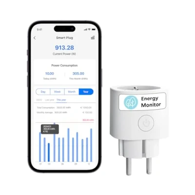 Immagine di Meross presa collegata (tipo E), 16A WiFi mini compatibile con Alexa, Google Home e SmartThings, intelligente misurazione del consumo di energia per pannello solare fotovoltaico
