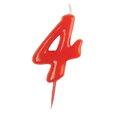 Immagine di Dekora Candele di Compleanno Numero 4 Candela Colore Rosso