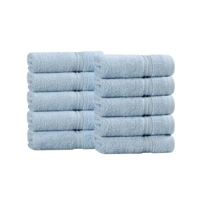 Immagine di Superior Classic Set di 10 asciugamani per il viso in cotone egiziano, ultra morbidi, assorbenti, 33 x cm, colore azzurro, pezzi