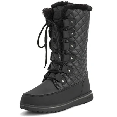 Immagine di Donna Alto Durevole Pelliccia Ecologica Inverno Pioggia La Neve Impermeabile All&#039;Aperto Vitello Stivali 6 BLK39 AYC0533