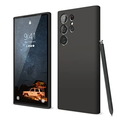 Immagine di elago Cover Silicone Liquido Compatibile con Samsung Galaxy S23 Ultra Custodia, Premium, Protezione Completa Copertura 4 Strati Antiurto, Antigraffio Fodera in Microfibra Morbida (Nero)