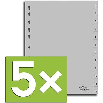 Immagine di Durable Register per Din A4, Non Trasparente (5 Pack Grigio, 1 12)