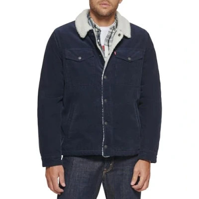 Immagine di Levi&#039;s Giacca da Camionista Foderata in Velluto a Coste (Standard e Grande Alto) Jeans, Navy, XX Large Uomo