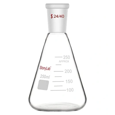 Immagine di stonylab Matraccio Vetro 24/40, Erlenmeyer Flask da Parete Pesante in Borosilicato con Giunto Esterno Standard 24/40 250ml