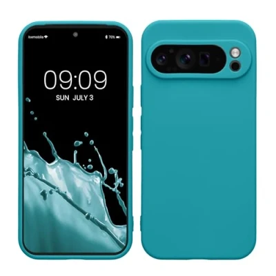 Immagine di kwmobile Custodia Compatibile con Google Pixel 9 Pro Cover Back Case per Smartphone in Silicone TPU Protezione Gommata petrolio matt