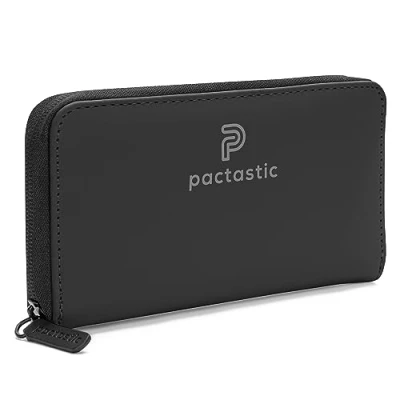 Immagine di Pactastic Portafoglio con 12 scomparti per carte di credito e un portamonete 130 grammi leggero contanti in materiale tecnologico vegano impermeabile 20 x 10 2,5 cm, Blu scuro, 20cm,